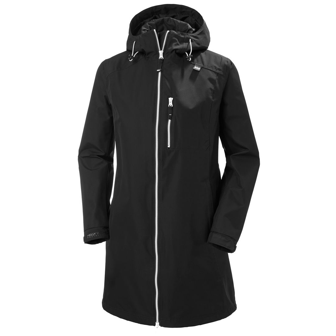 Sort Helly Hansen Long Belfast Regnjakke Dame - Helly Hansen Regntøj