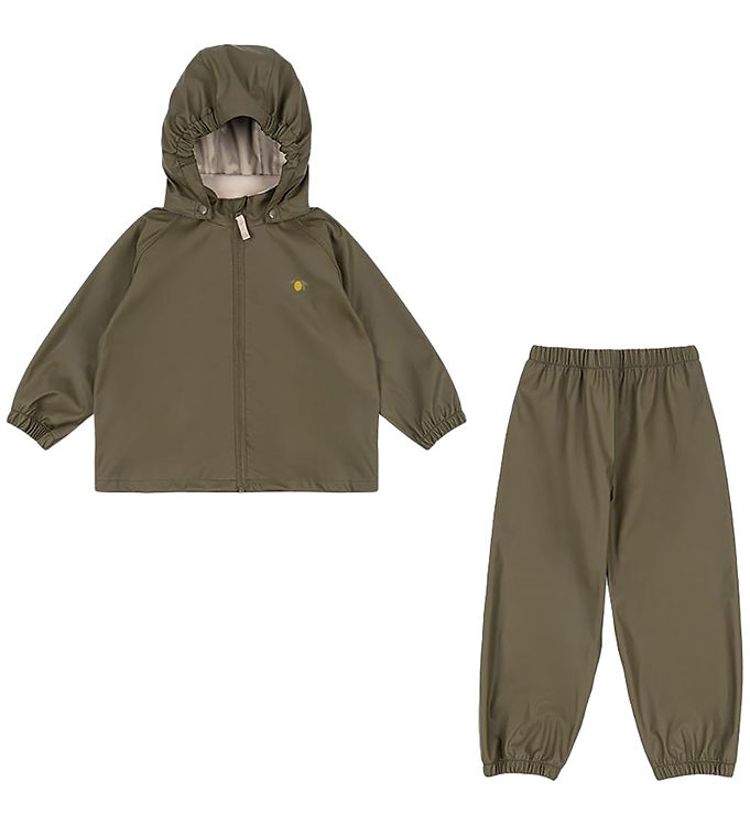 Grøn Konges Sløjd Regntøj Plainy Burnt Olive - Konges Sløjd Regntøj  - 5715681012369