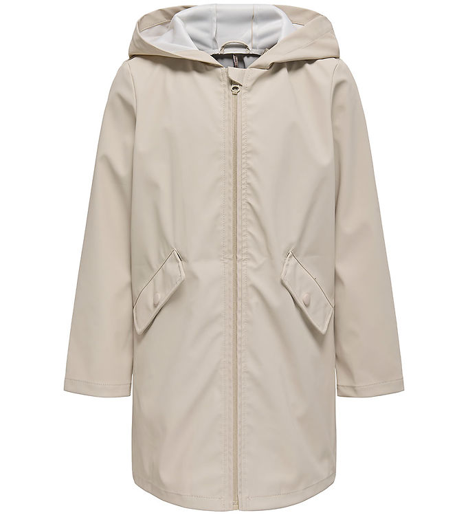 Beige Kids Only Regnfrakke Kogelisa Silver Lining - Kids Only Regntøj  - 5715675844693