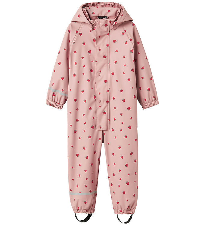 Rosa Name Regndragt Fleece Nmfdry10 Pale Mauve Strawbe - Name It Regntøj  - 5715674313145