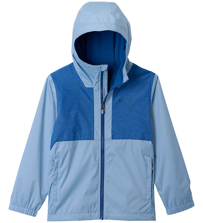 Blå Columbia Regnjakke Fleece Rainy Trails Ripple Blue - Columbia Regntøj  - 195982394961