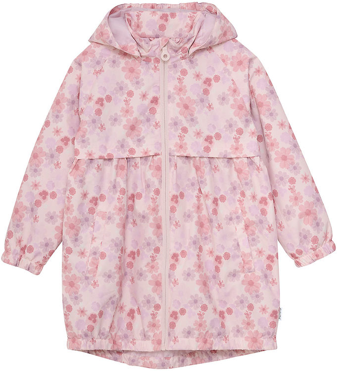 Rosa Minymo Regnjakke Peach Whip Blomster - Minymo Regntøj  - 5713438146183