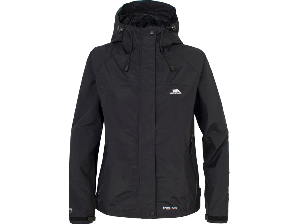 Sort Trespass Miyake Dame Regnjakke Med Hætte Str Xxs - Trespass Regntøj  - 5045274328493