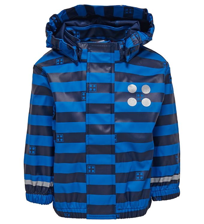 Blå Lego Wear Regnjakke Navystribet - LegoÂ® Wear Regntøj  - 5700067438529