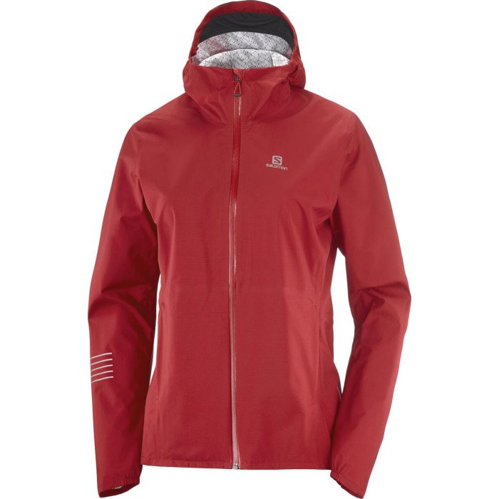 Red Salomon Bonatti Damejakke 000mm Rød Regntøj Poncho - Salomon Regntøj  - 193128694364