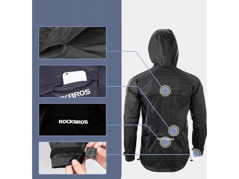 Sort Rockbros Ypy013bk3xl Åndbar Vindtæt Regnjakke Xxxl - Rockbros Regntøj  - 7319476961054