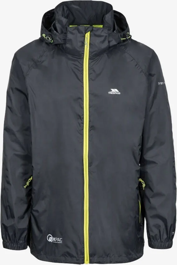 Sort Trespass Qikpac Regnjakke Black Yellow Xxxl - Trespass Regntøj  - 5045274724400
