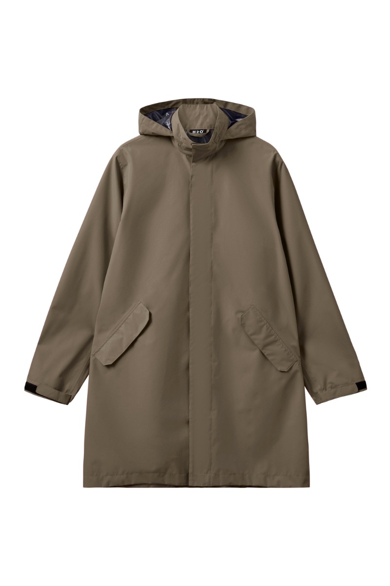 Brun H2o Regnjakke Rømø Logo Rain Long Jacket 3553 Dusty Oak - H2o Regntøj  - 5711891374976