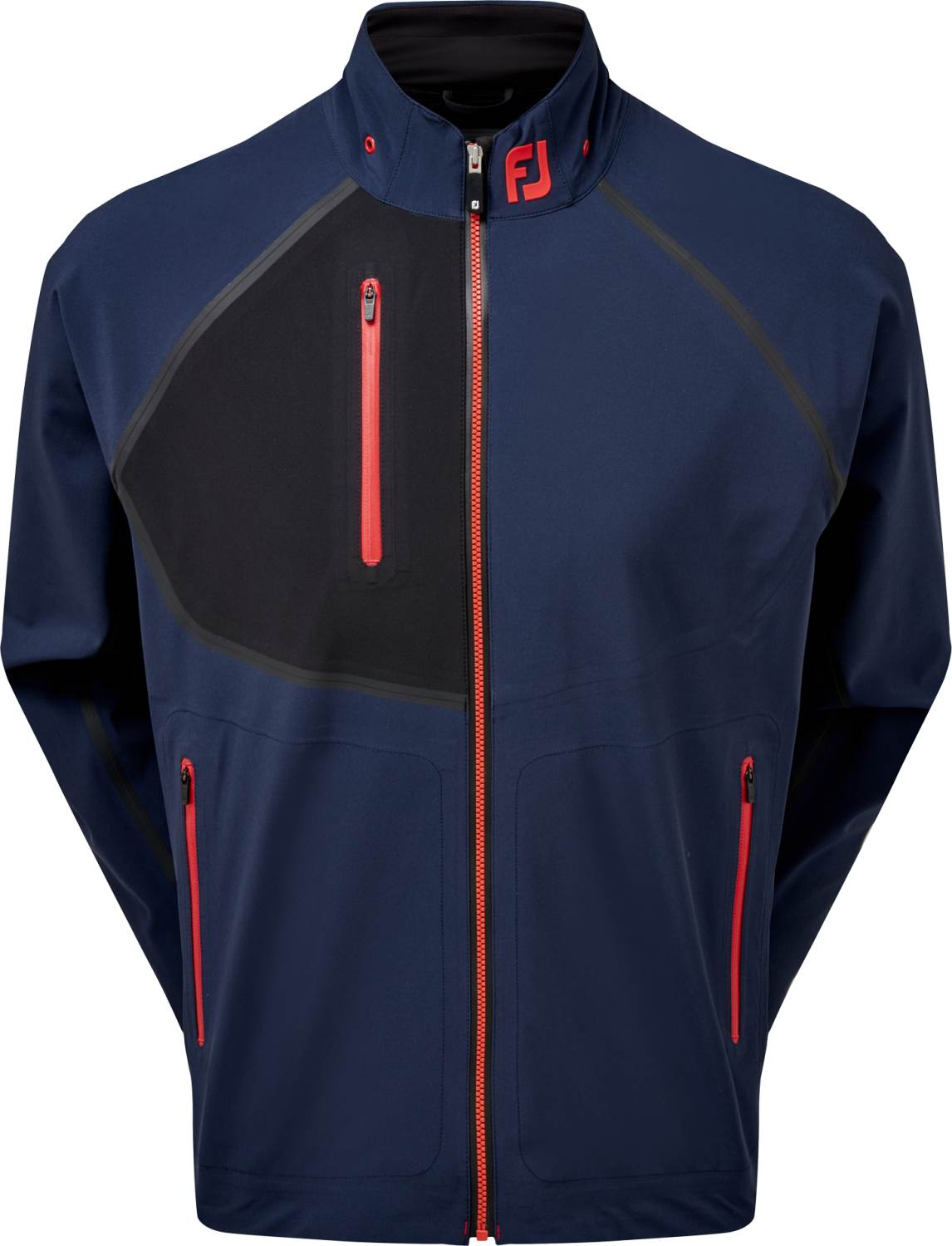 Sort Footjoy Hydrotour Herre Regnjakke Navy With Black And Bright Red Str - Footjoy Regntøj  - 0084984799747