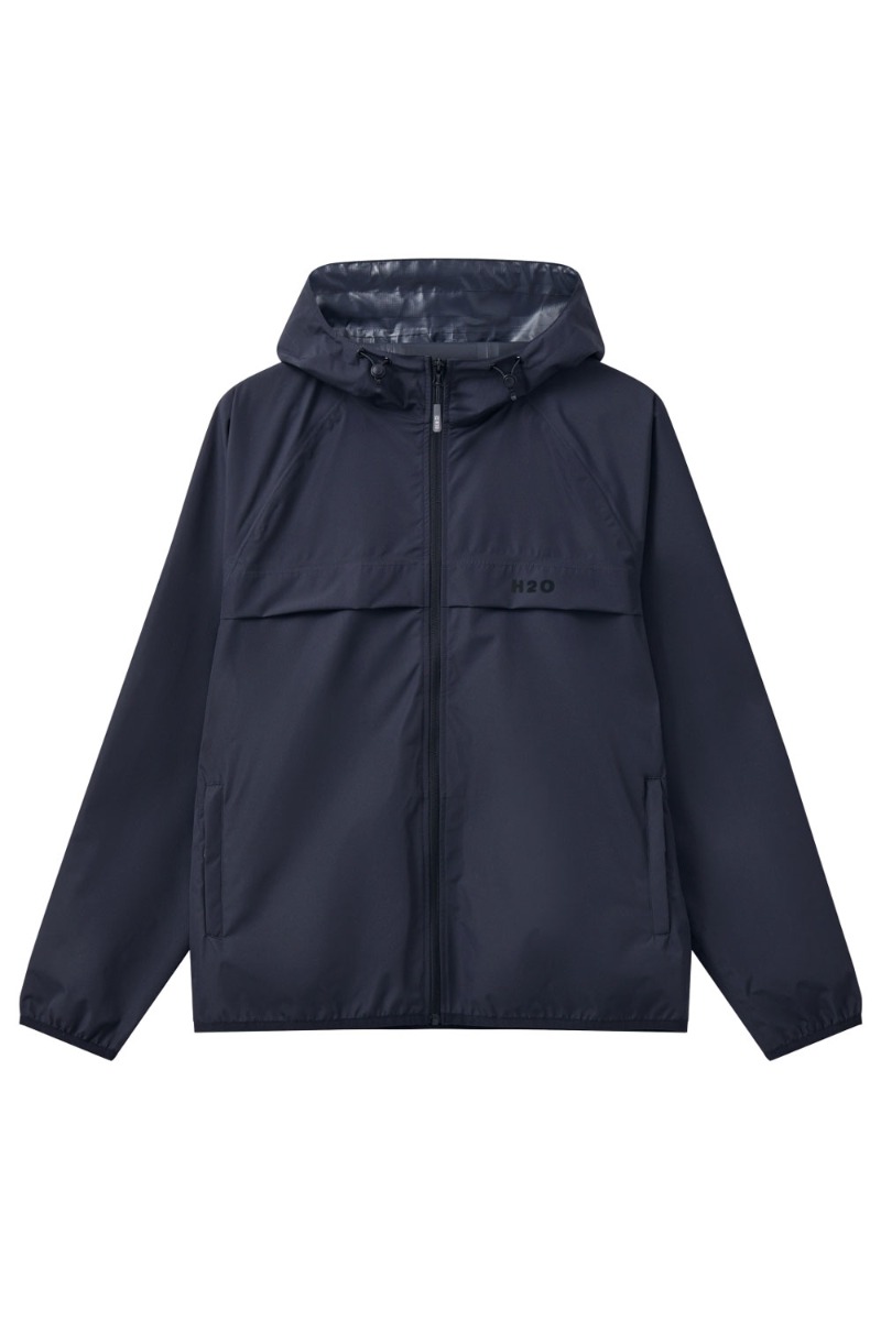 Blå H2o Regnjakke Basic Rømø Rain Jacket Packable Navy - H2o Regntøj  - 5711891332846