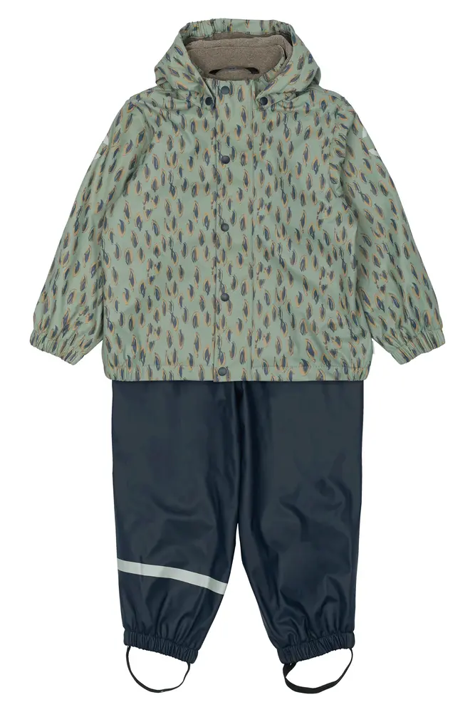 Grøn Regnsæt Fleece Iceberg Green - Mikk-line Regntøj  - 5715073559977